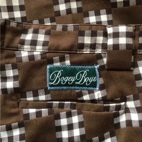 Bogey Boys Brown Big Checkered Flat Front Golf Pants Straight Leg Men's Size 34 - Picture 6 of 15